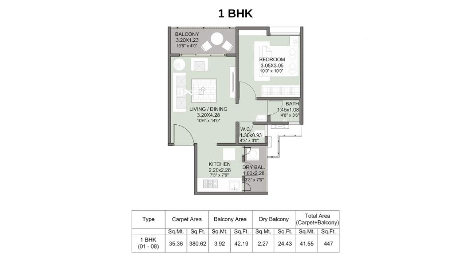 Kohinoor-Abhimaan-Floor-Plan-1-BHK-447-Sqft