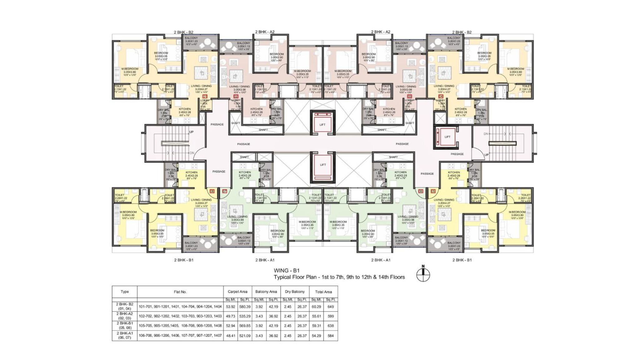 Kohinoor-Abhimaan-Floor-Plan-Typical-Wing-B1-1st-to-7th-9th-to-12th-&-14th-Floors