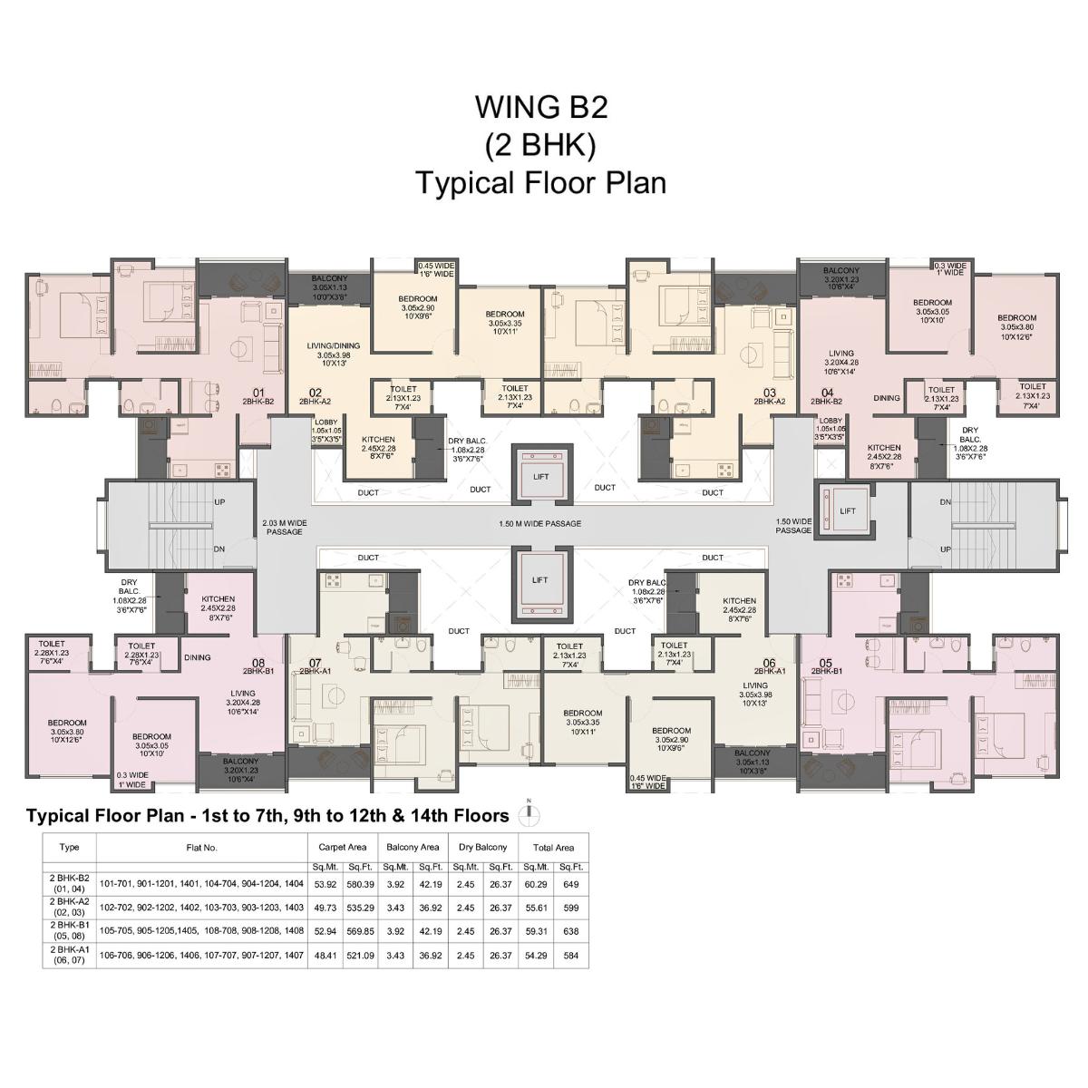 Kohinoor-Abhimaan-Floor-Plan-Typical-Wing-B2-1st-to-7th-9th-to-12th-&-14th-Floors